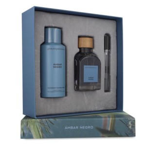 Set Adolfo Dominguez Ambar Negro 3Pzs 120Ml Edp Spray/ Desodorante 150Ml Spray/ 10Ml Edp Spray  Caballero
