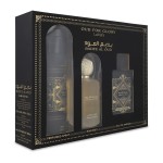 Set Lattafa Bade'E Al Oud For Glory 3Pzs 100Ml Edp Spray/ Hair Mist 50Ml Spray/ Desodorante 200Ml Spray Unisex