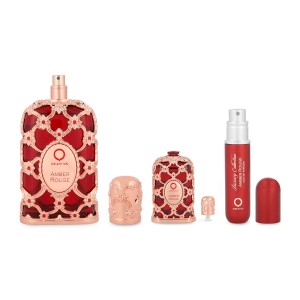 Set Orientica Luxury Collection Amber Rouge 4Pzs 80Ml Edp Spray/ Perfumero Rellenable / Bolso Pequeño/ 7.5Ml Edp Unisex