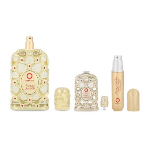 Set Orientica Luxury Collection Royal Amber 4Pzs 80Ml Edp Spray/ Perfumero Rellenable / Bolso Pequeño/ 7.5Ml Edp Unisex