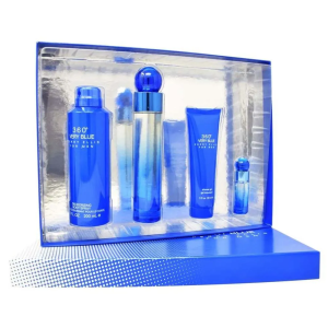 Set Perry Ellis 360° Very Blue 4Pzs 100Ml Edt Spray/ Shower Gel 90Ml/ Desodorante 170Gr Spray/ 7.5Ml Edt Spray Caballero