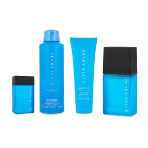 Set Perry Ellis Pure Blue 4Pzs 100Ml Edt Spray/ Desodorante 170G Spray/ Shower Gel 90Ml/ 7.5Ml Edt Spray Caballero